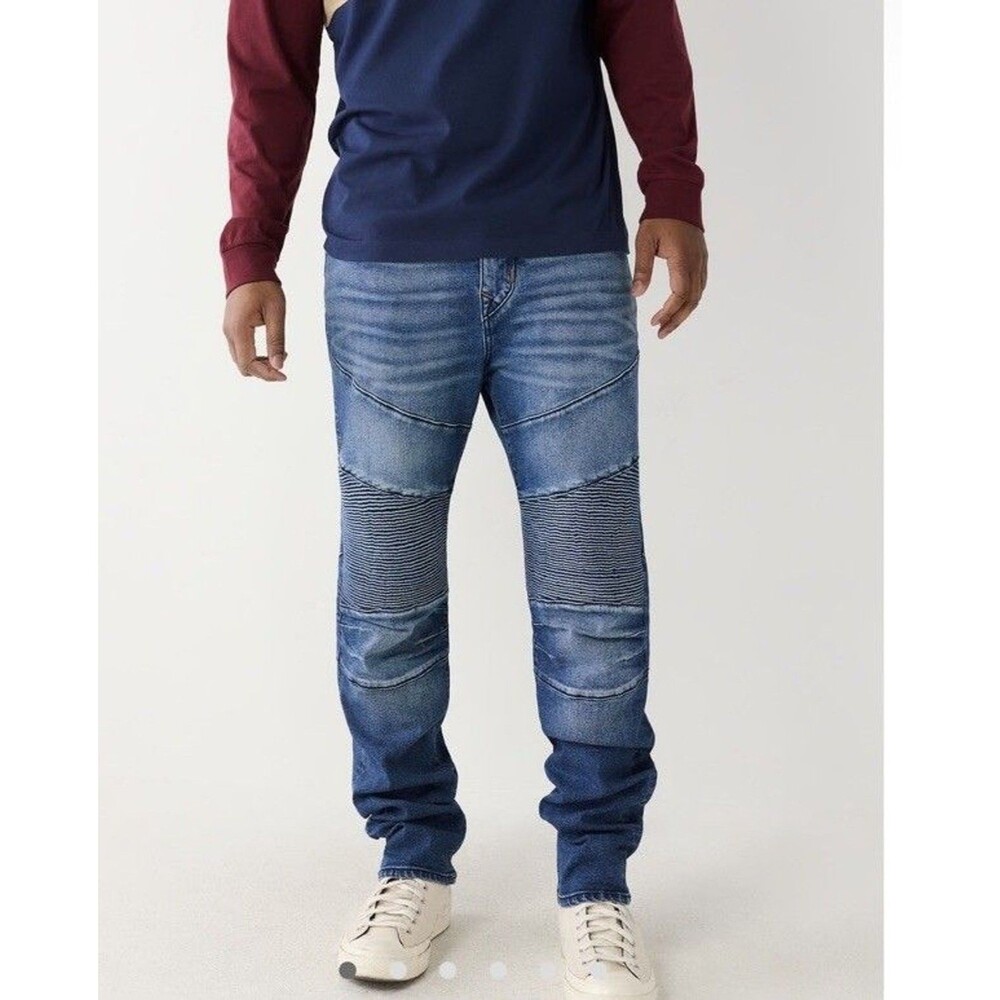 True Religion Rocco Moto Relaxed Skinny Jeans Men’s 30x32 Light Wash NWOT